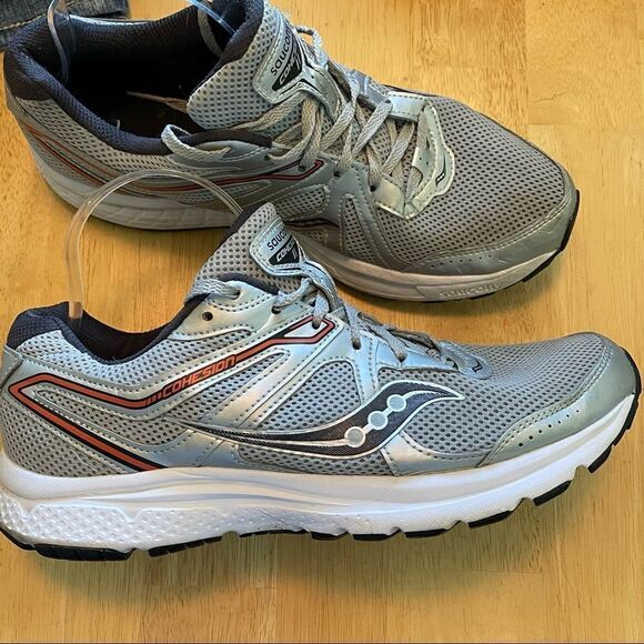 Men’s Saucony Cohesion 2 shoes size 9 silver red running sneakers - Picture 1 of 6